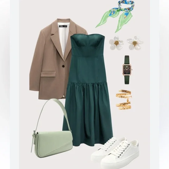 Zara Topstitched Midi Dress - Picture 17 of 17